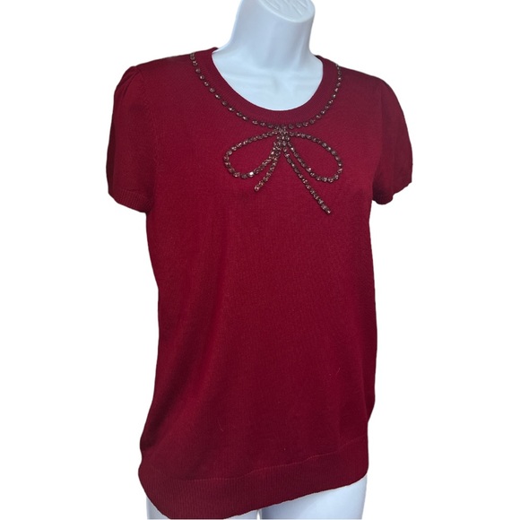 Sz Medium Grace Elements Red Rhinestones Top NWT - Picture 4 of 7